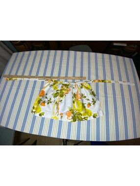 Vintage Waverly Fabrics Apron Size X Floral Flowers Yellow Green Orange White